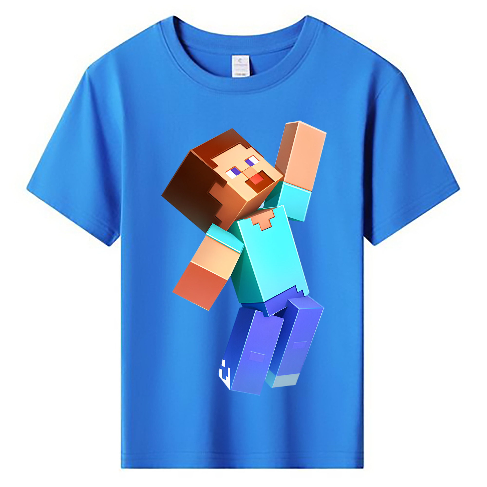 （画像用） マインクラフト ブロックの世界 Minecraft MC Block world 綿100％キッズTシャツ（フロントプリント）